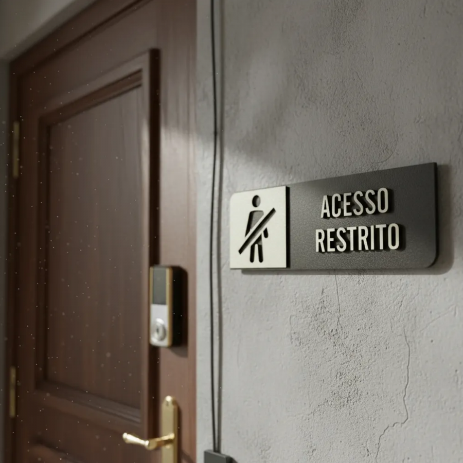 Placa de Sinalização Indicativa MDF 3D - Acesso Restrito